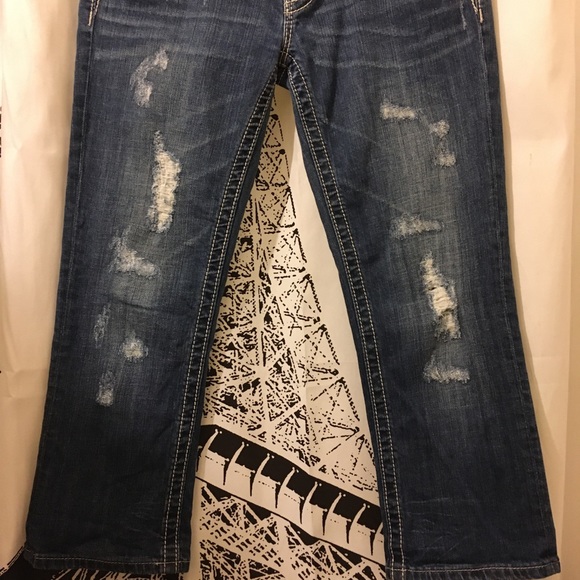 Miss Me Distressed Embellished Flap Back Pockets Cropped Ankle Jeans - Picture 10 of 12